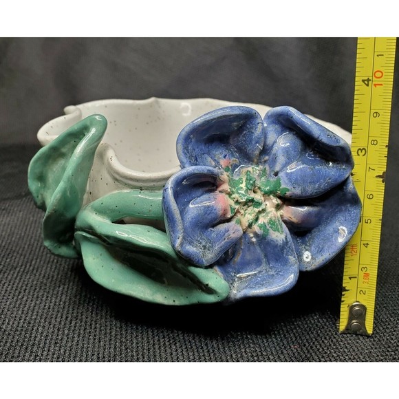 Glazed Stoneware Bowl Studio Art Pottery Artist Signed OOAK Blue Green 6.5x3.5" - Picture 12 of 12